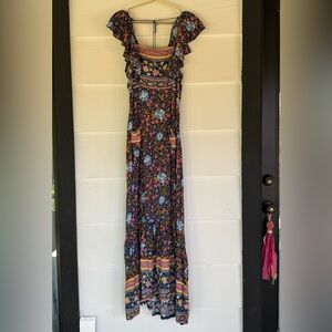 Inspired by Floral Boho Maxi Dress in Navy and Multicolor